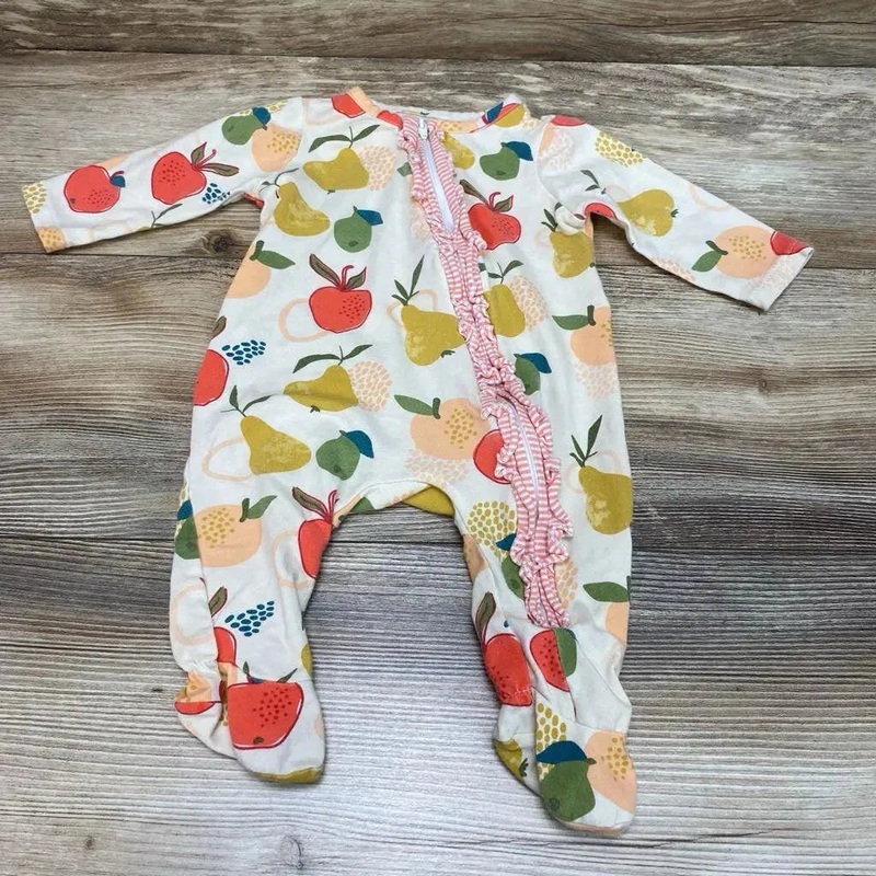 Mudpie Fruit Ruffle Sleeper sz 0-3m Beige 0-3m Used