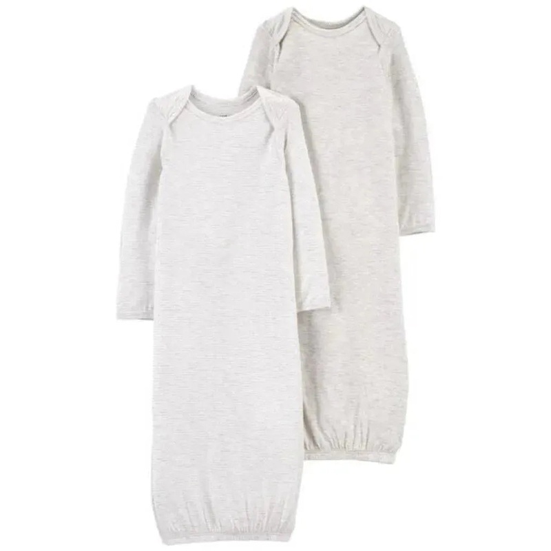 NEW 2pk Gowns sz 0-6M White/Grey 0-6M New
