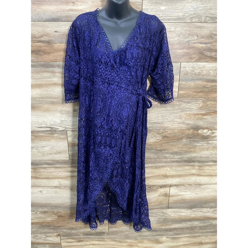 NEW Asos Maternity Lace Wrap Midi Dress Navy sz Medium