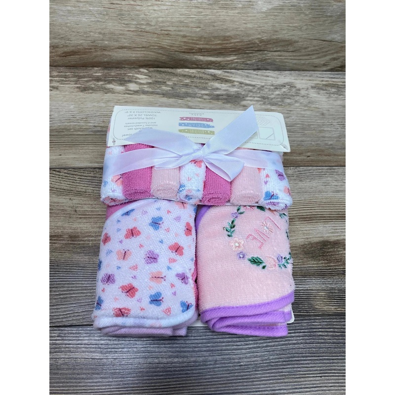 NEW Baby Elements 9Pc Hooded Towel & Washcloth Set Pink