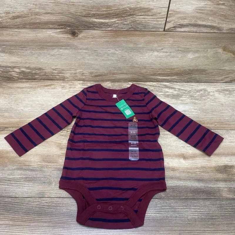 NEW BabyGap Organic Striped Bodysuit Garnet Red 6-12m New