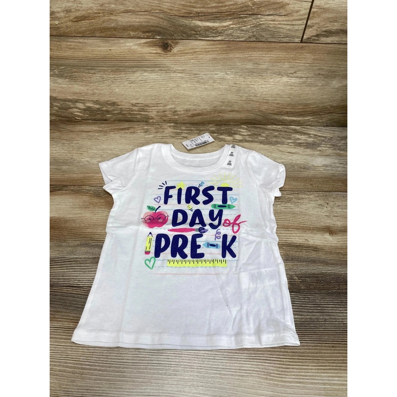 NEW Children’s Place First Day Of Pre-K Shirt White sz 3T