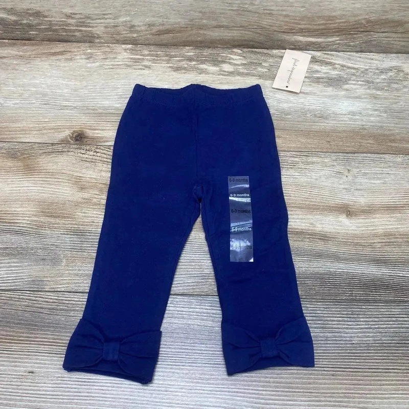 NEW First Impressions Solid Bow Legging sz 6-9m Navy 6-9m New