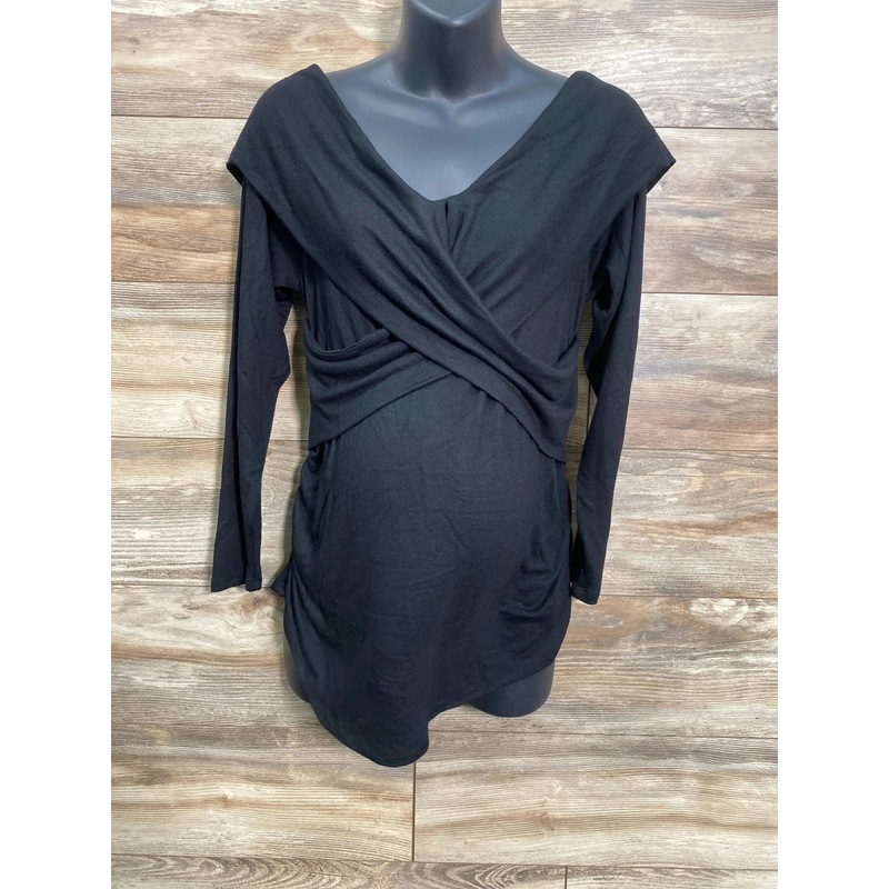NEW Isabel Maternity Cross Front Top Black sz Large