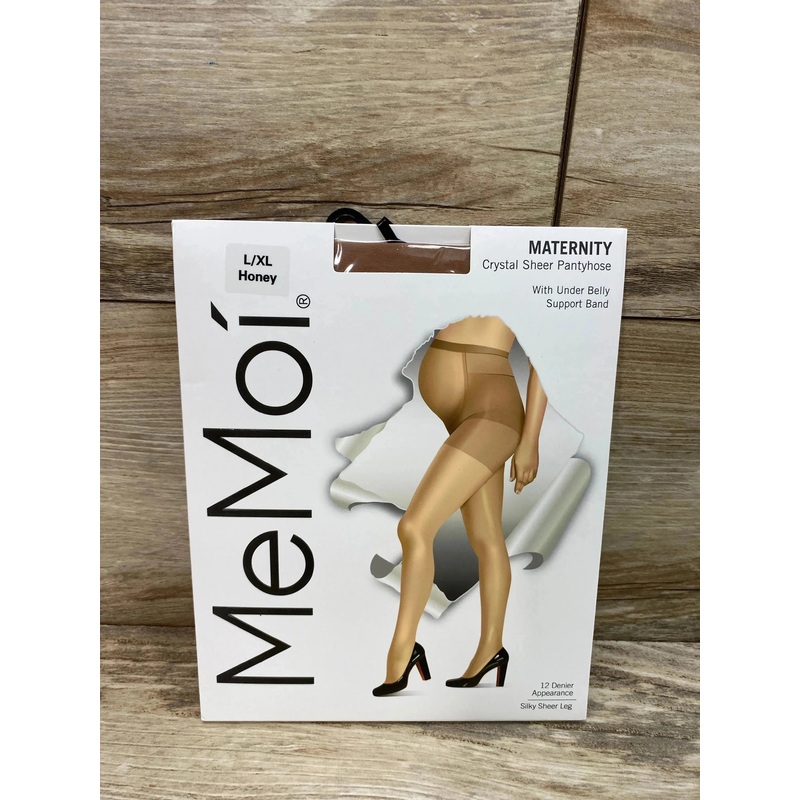 NEW MeMoi Crystal Sheer Maternity Pantyhose With Under Belly Support Band Honey Large X-Large