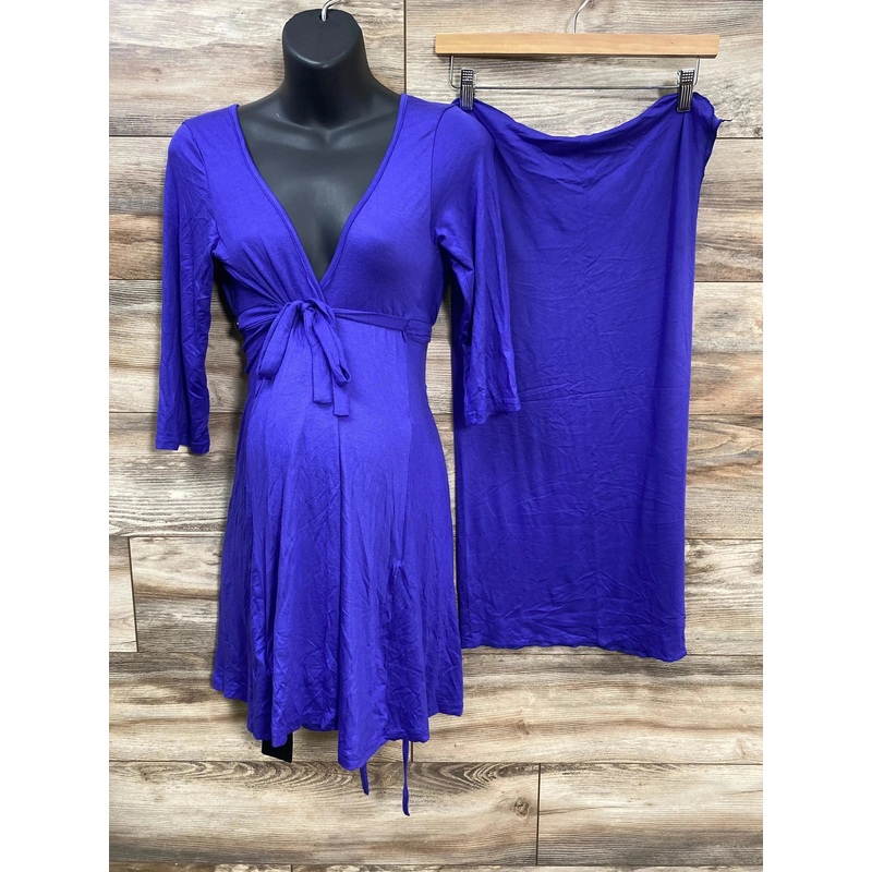 NEW QDI Maternity Delivery Gown & Swaddle Purple sz Medium
