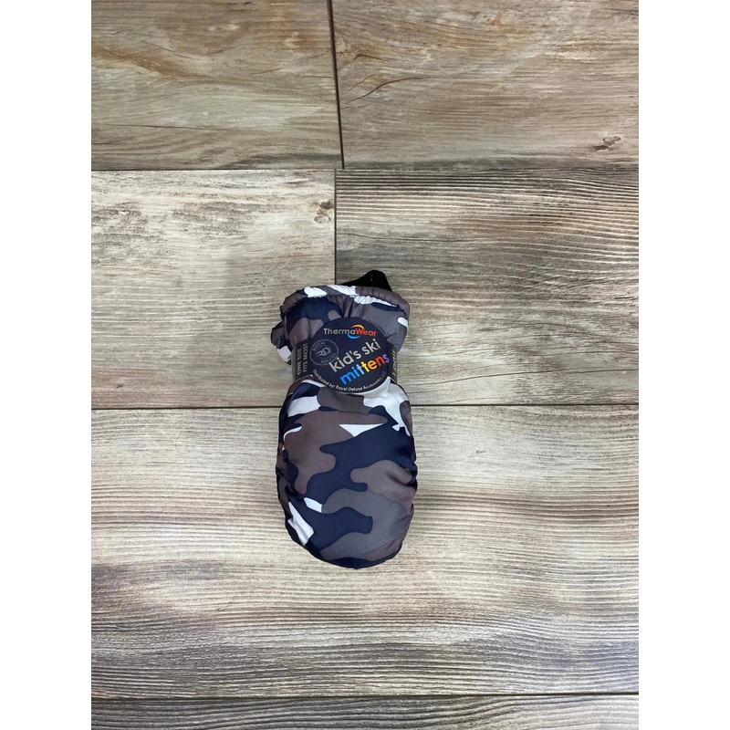 NEW ThermaWear Kid’s Ski Grey Camo Mittens