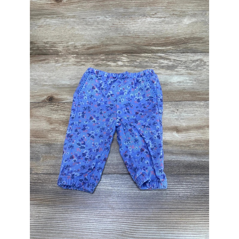 OshKosh Floral Pull-On Pants Blue sz 6m