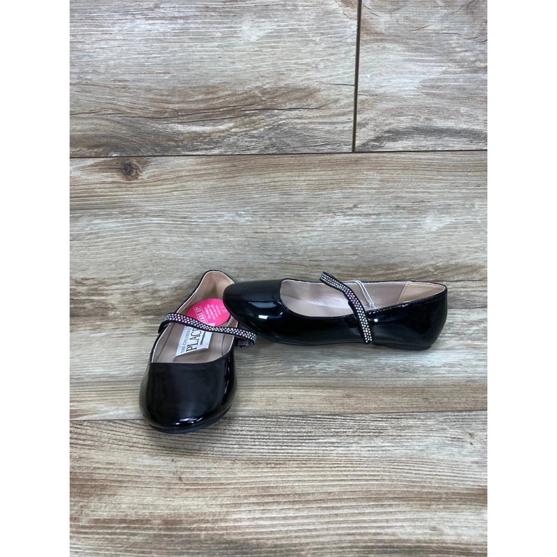 The Children’s Place Girls Jeweled Faux Patent Leather Ballet Flats Black Sz 2Y