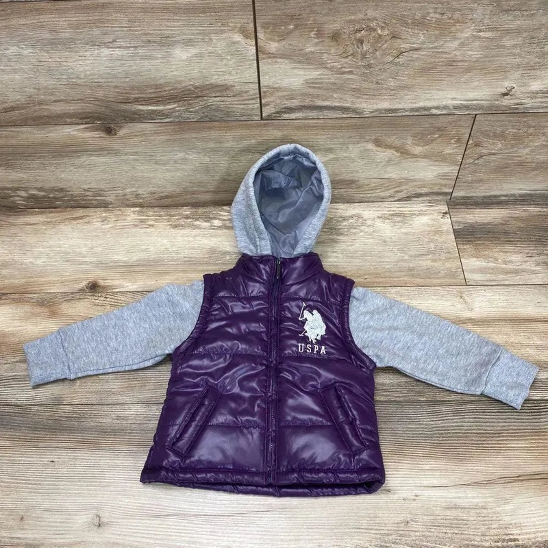 U.S. Polo Assn. Puffer Hoodie sz 2T Grey 2T Used