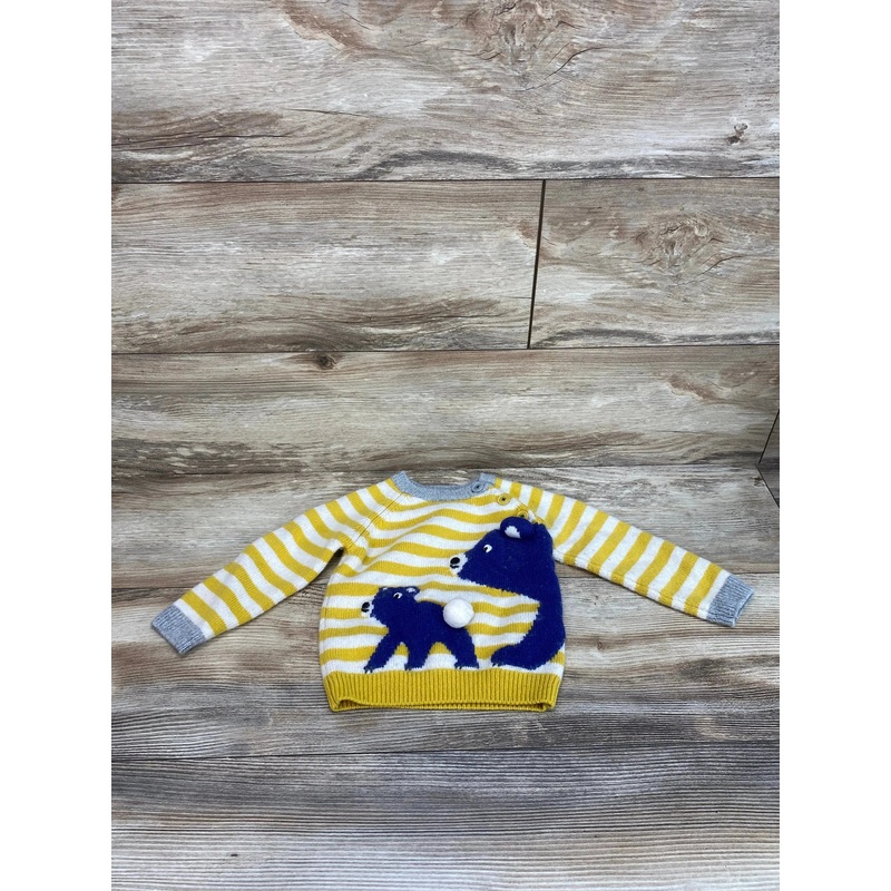 Baby Boden Stripe Bear Sweater Yellow sz 12-18m