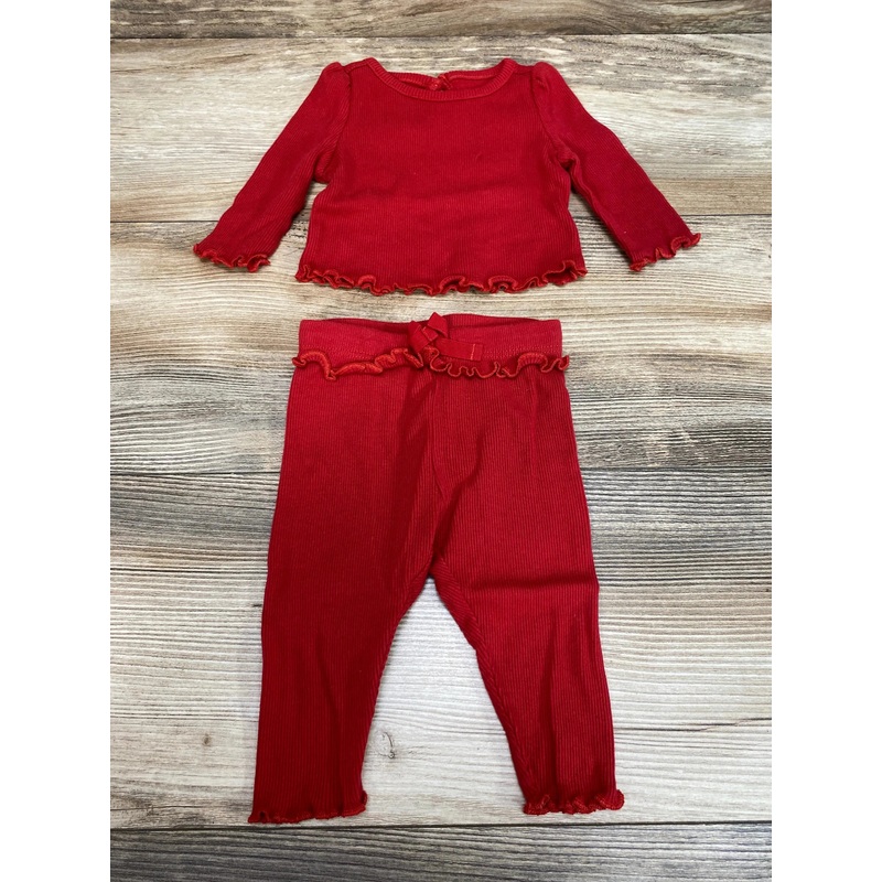 Baby Gap 2pc Ribbed Shirt & Pants Set Red sz 0-3m