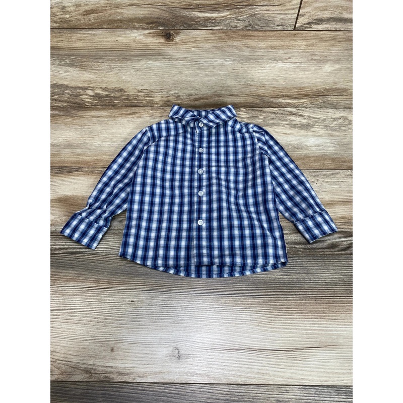 Beetle & Thread Plaid Button Up Shirt Blue sz 18-24m