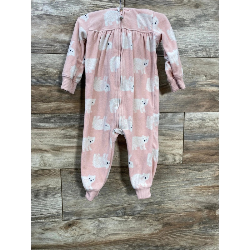 Carter’s Polar Bear Fleece Hooded Coverall Pink sz 12m