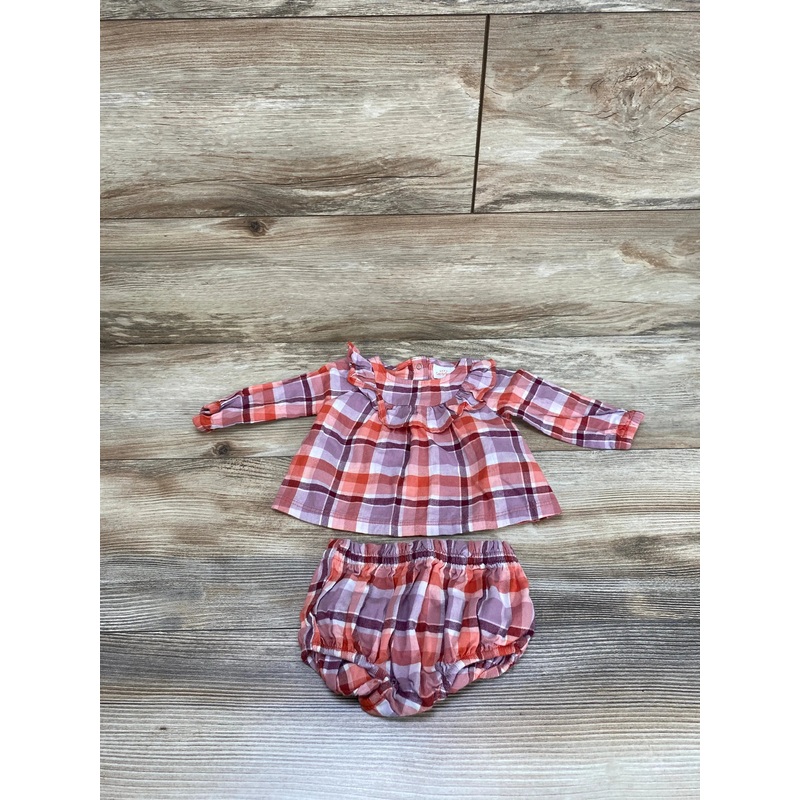 Cat & Jack 2pc Plaid Top & Bloomers Red sz 0-3m