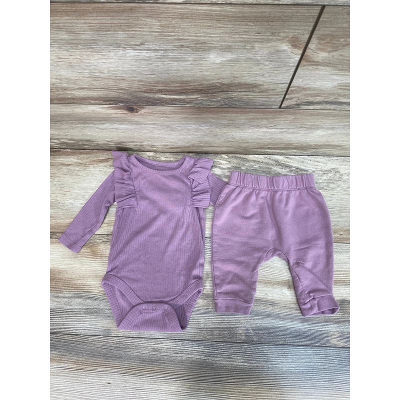 Cat & Jack 2pc Ruffle Bodysuit & Joggers Purple sz 0-3m