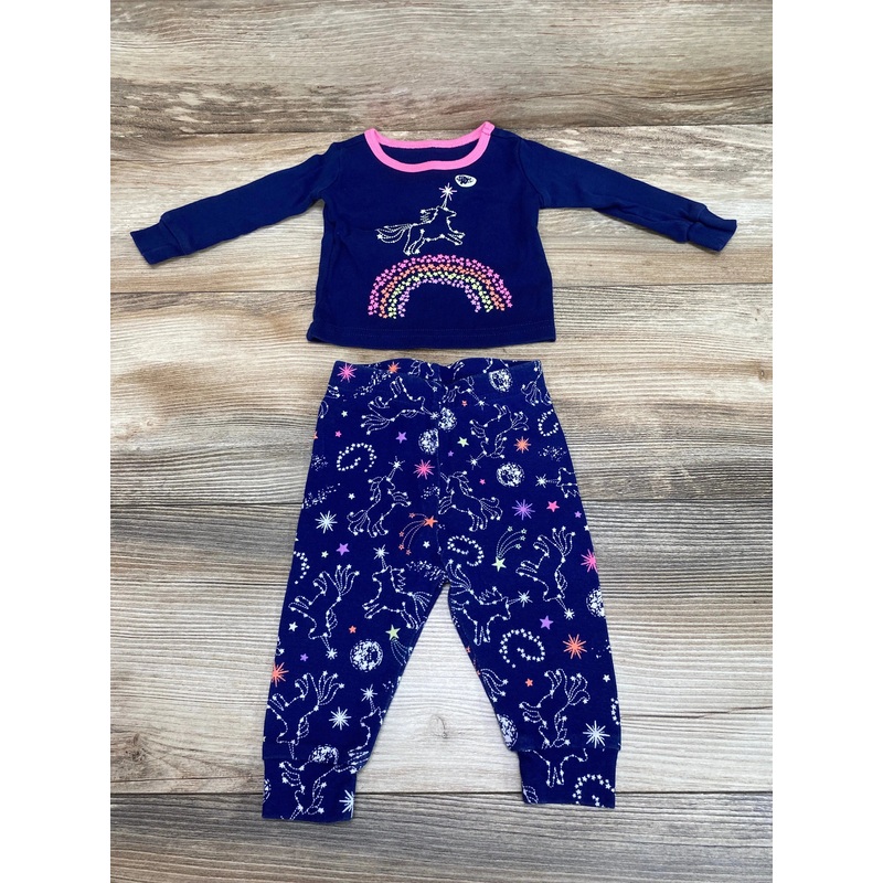 Children’s Place 2pc Unicorn Pajama Set Navy sz 0-3m