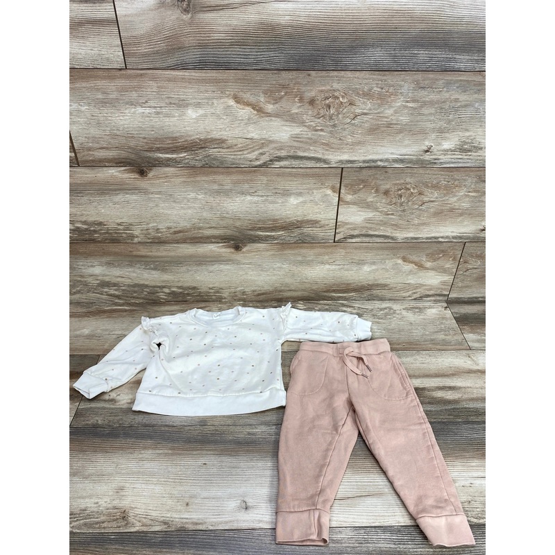 Colored Organics 2pc Dots Ruffle Pullover and Pants Set sz 2T