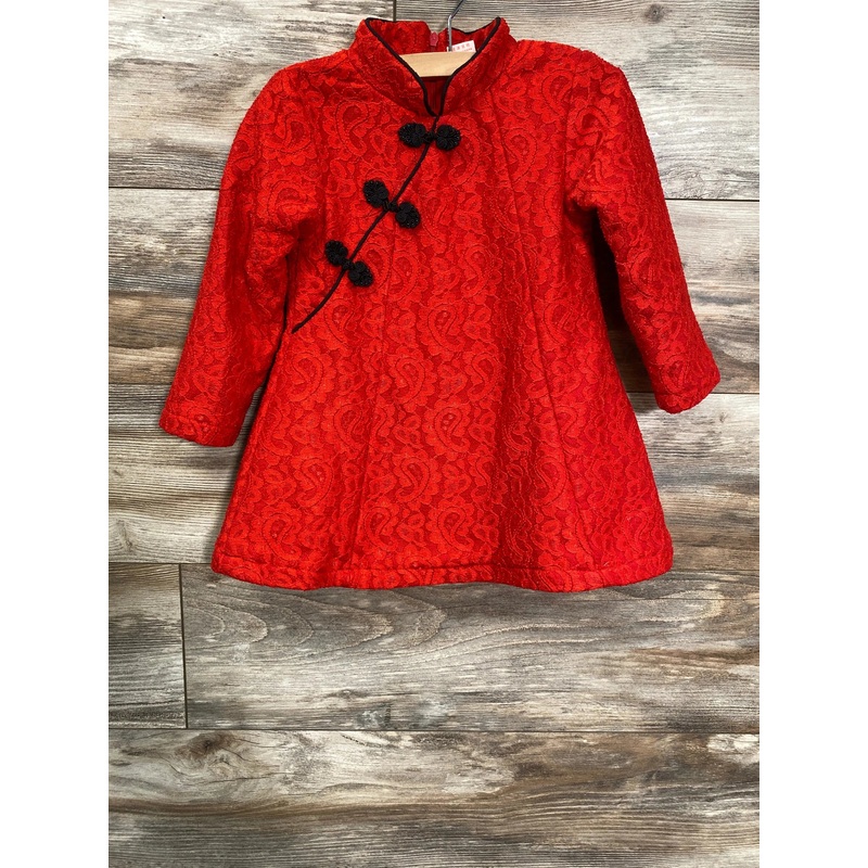 Fleece Lined Lace Dress Red sz 2T