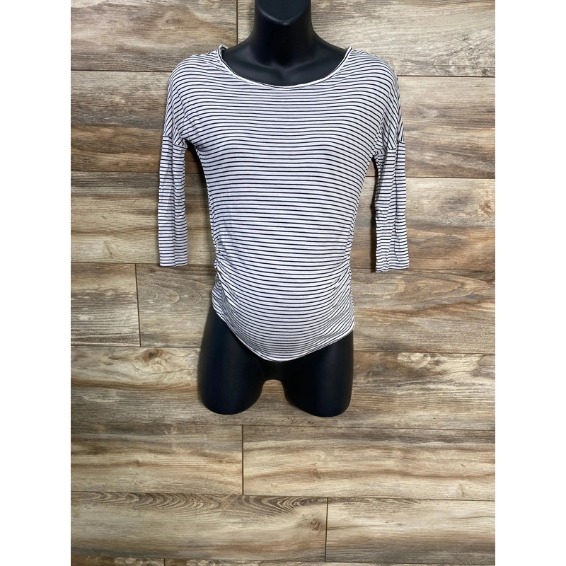 H&M Mama Striped White Boat Neck Top sz XS