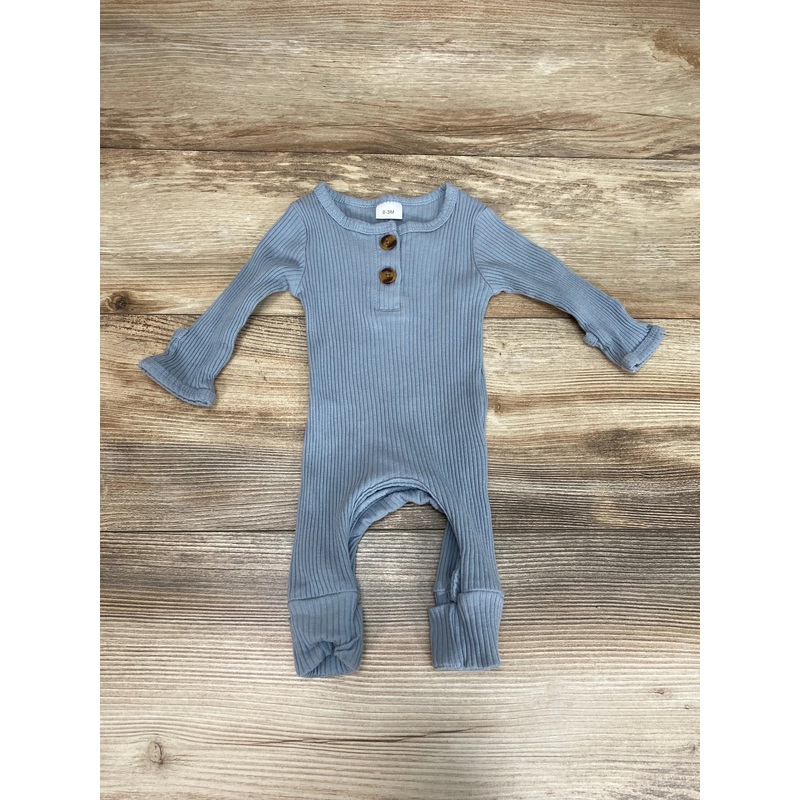 Henley Ribbed Coverall Blue sz 0-3m