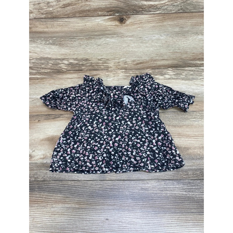 Jessica Simpson Floral Ruffle Top Black sz 12m