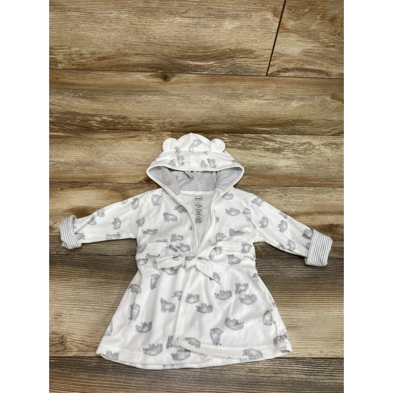 Just One You Bear Print Robe White sz 0-9m