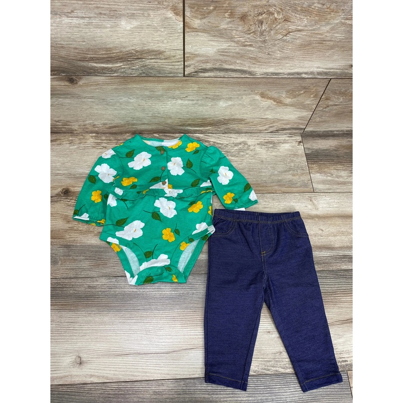 NEW Carter’s 2pc Floral Bodysuit & Leggings Green sz 6m