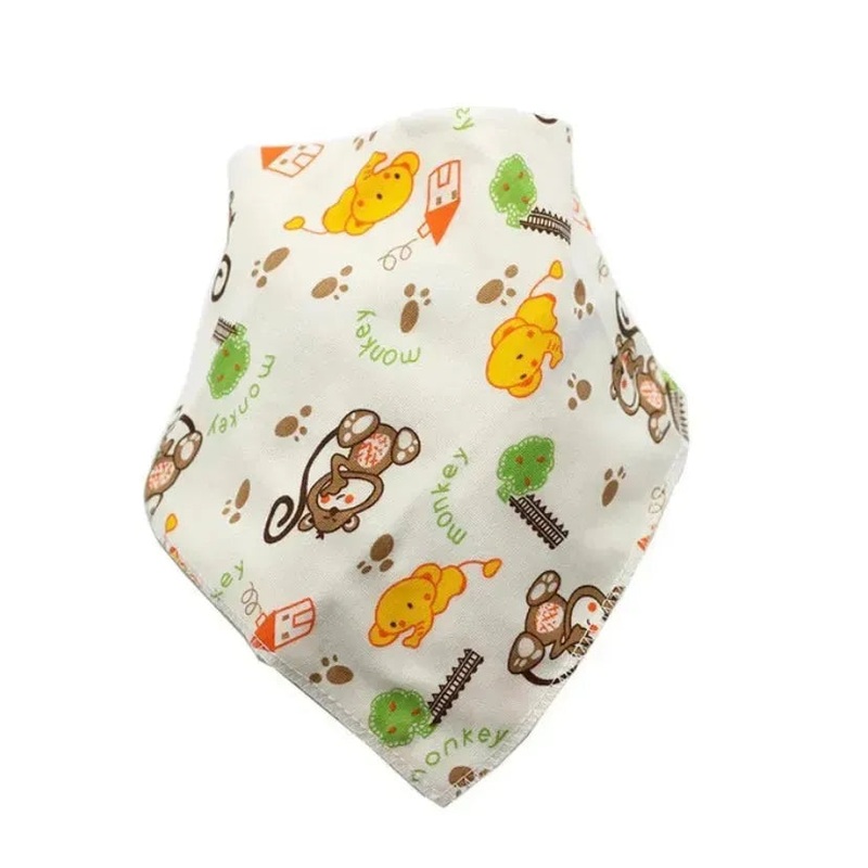 NEW Noah & Bella Monkey Cartoon Cotton Triangle Bandana Bib