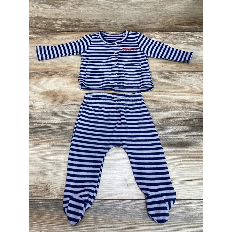 Perry Ellis 2pc Striped Top & Footed Pants Blue sz 6m