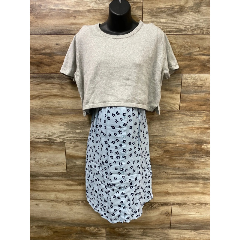 Seraphine 2 in 1 Maternity & Nursing Dress Grey/Blue sz Large
