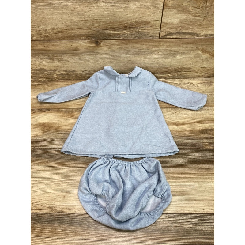 Babidu Blue Long Sleeve Dress & Bloomers sz 24m