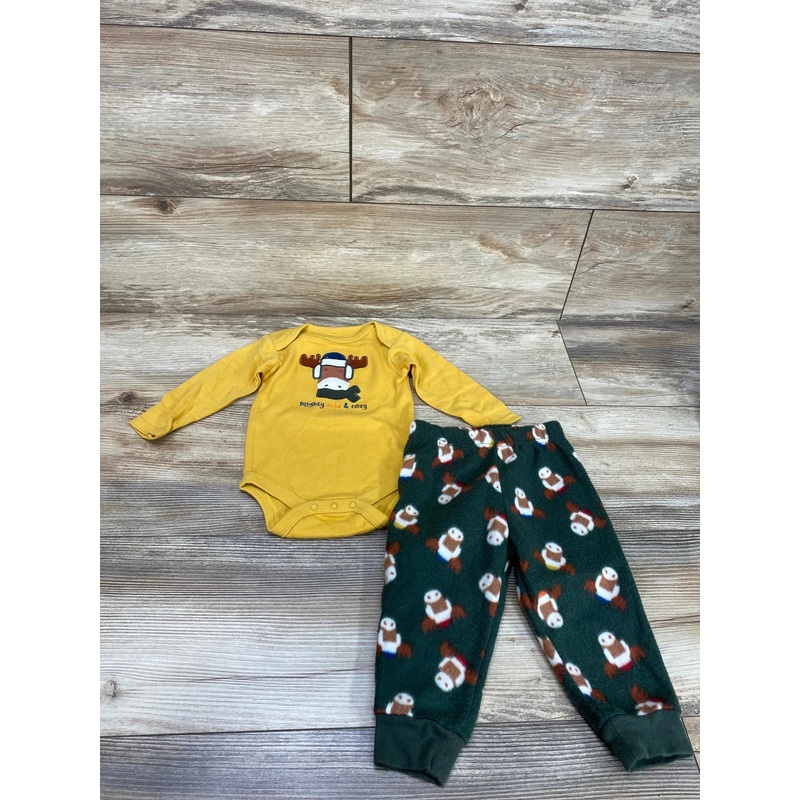 Baby Gear 2pc Moose Bodysuit & Pants Yellow sz 6-9m