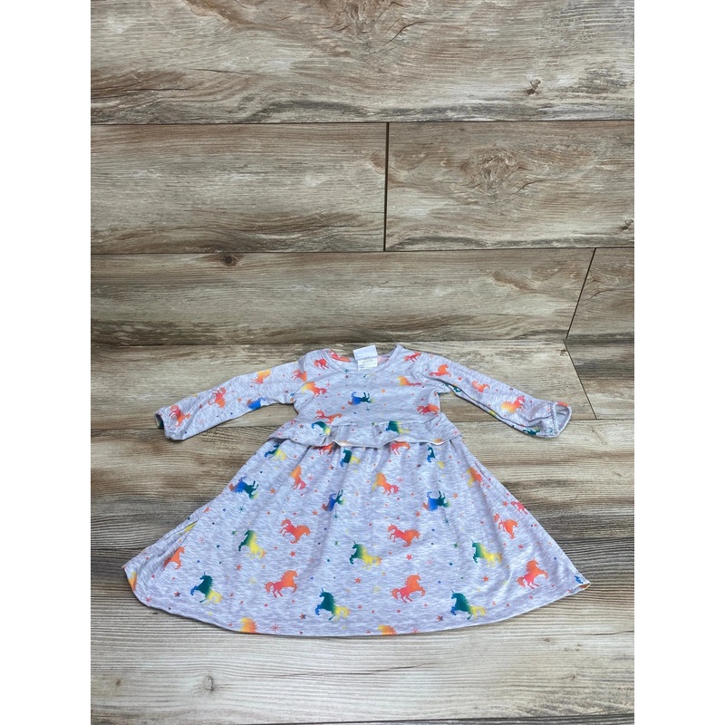 Blueberi Boulevard Unicorn Print Dress Grey sz 2T