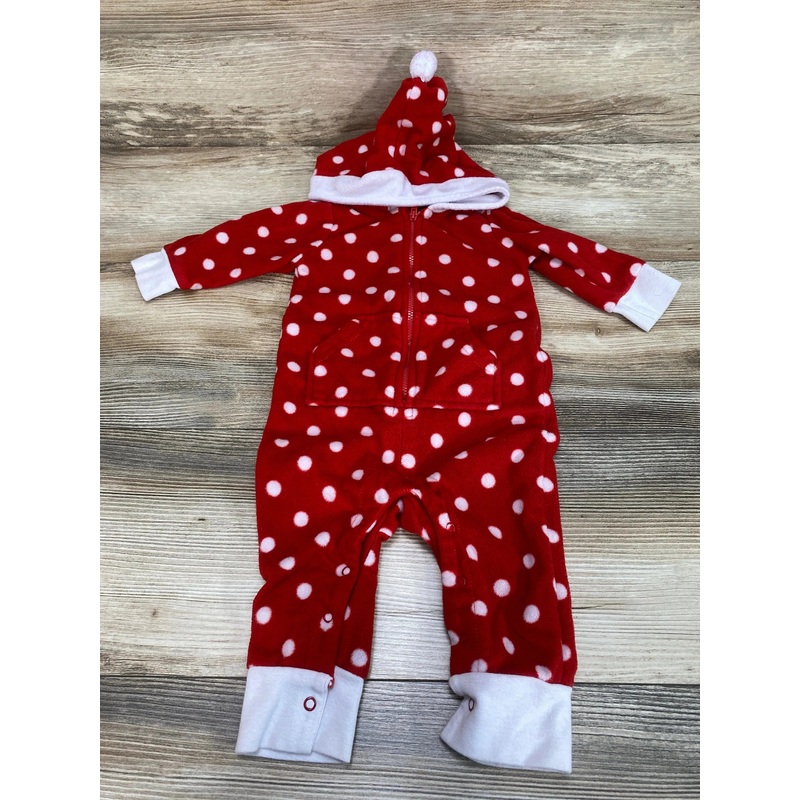 Hudson Baby Polka Dot Hooded Coverall Red sz 3-6m