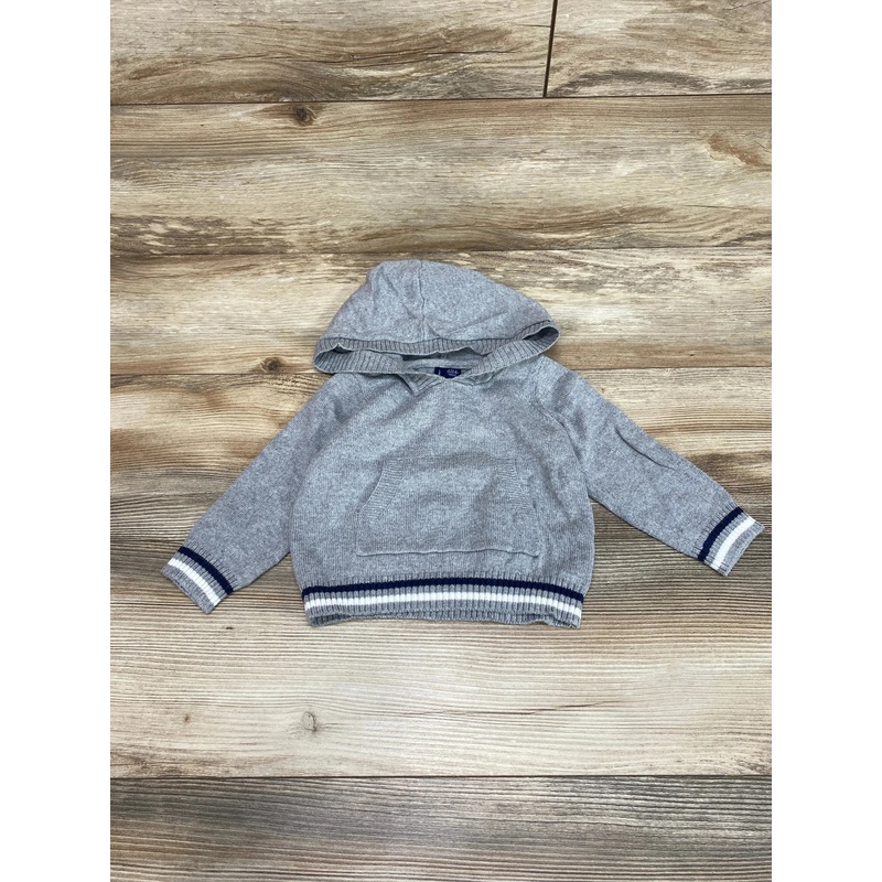 Janie & Jack Stripe Cuff Hooded Sweater Grey sz 6-12m