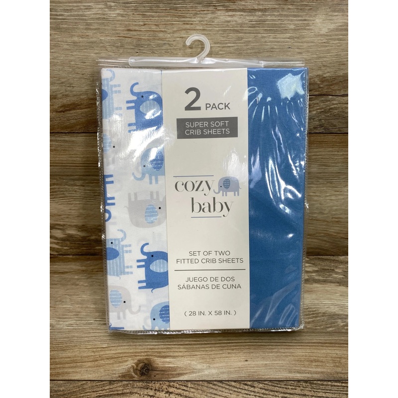 NEW Cozy Baby 2Pk Fitted Bed Sheets Blue