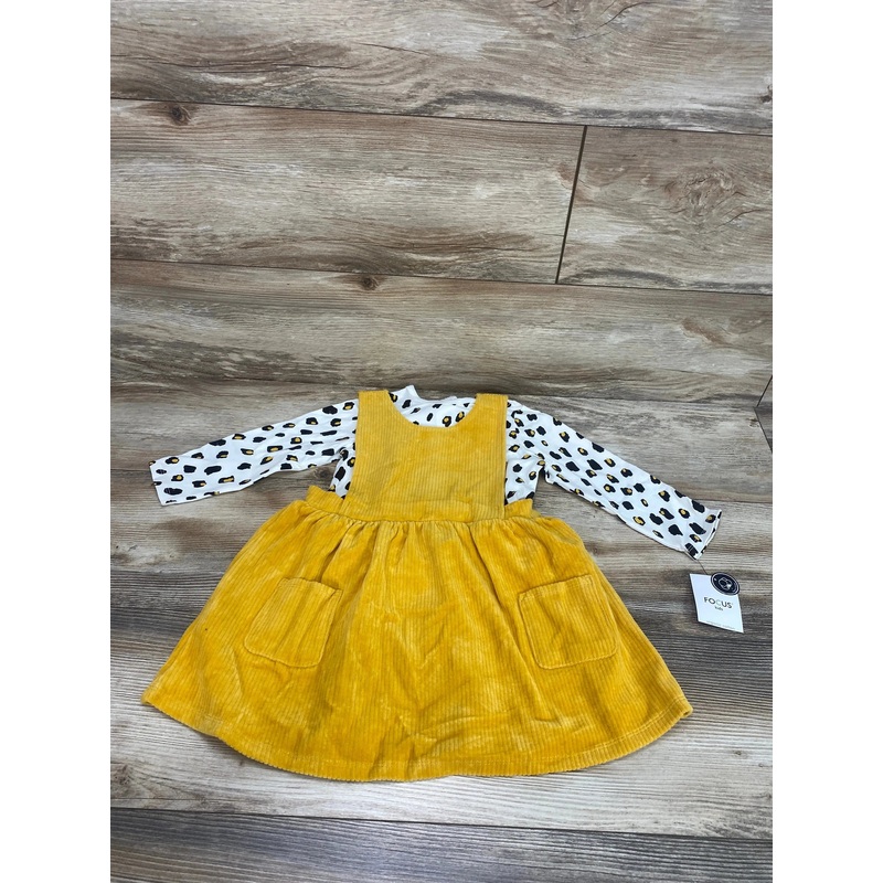 NEW Focus Kids Shirt & Jumper Dress White/Yellow sz 24m