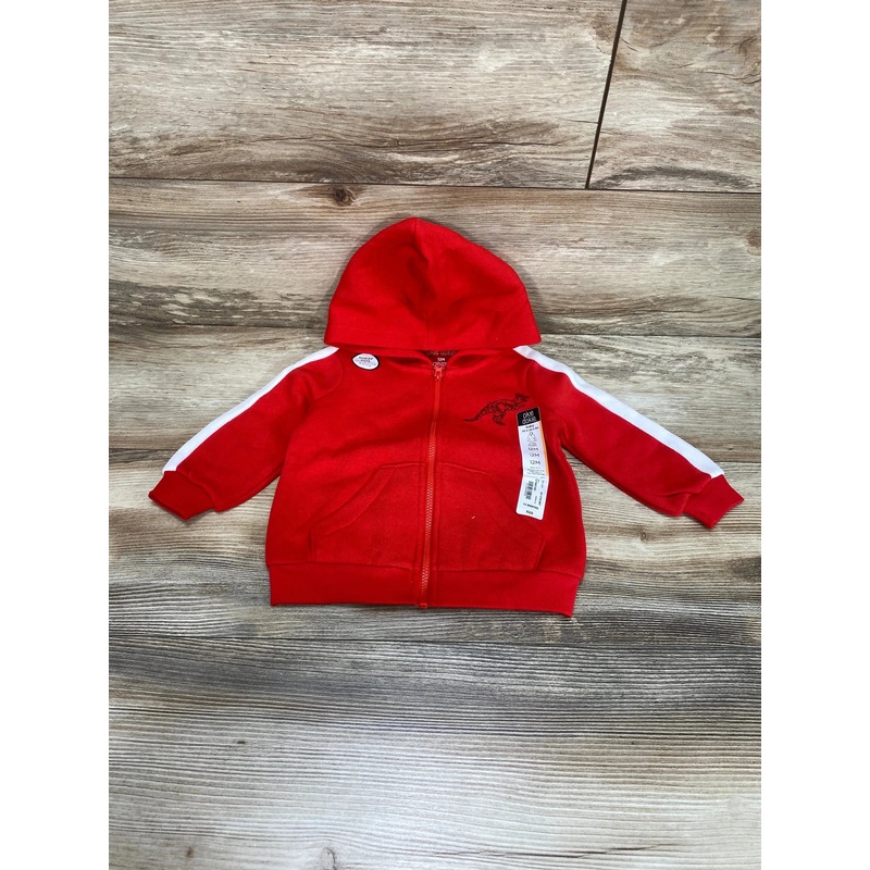 NEW Okie Dokie T-Rex Fleece Full Zip Red Hoodie sz 12m