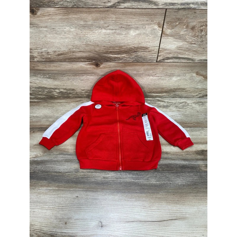 NEW Okie Dokie T-Rex Fleece Full Zip Red Hoodie sz 18M