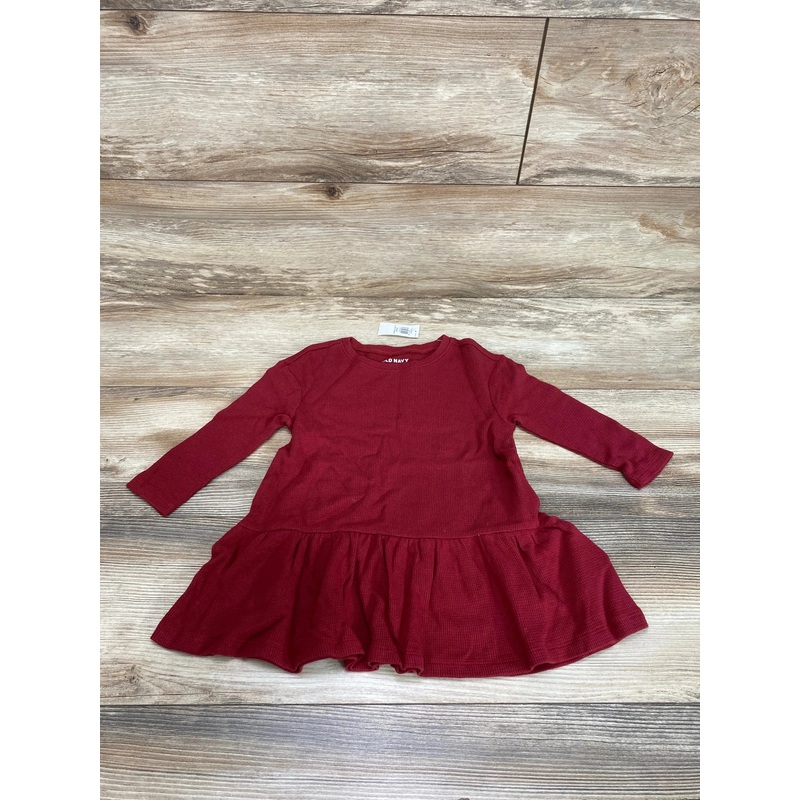NEW Old Navy Peplum Thermal Crimson Dress sz 18-24m
