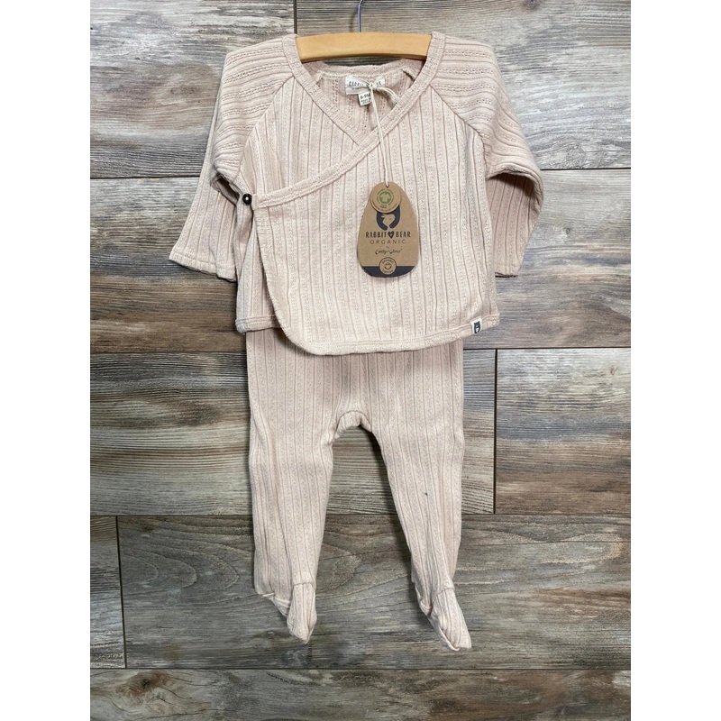 NEW Rabbit + Bear Kimono Shirt & Pants Beige sz 6-9m