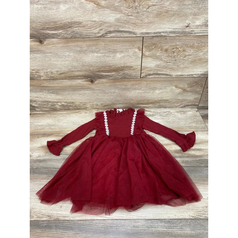 NEW Sisidolls Ruffle Tulle Dress Burgundy sz 18-24m