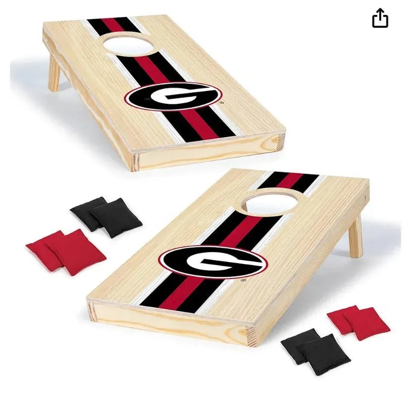 NEW Wild Sports College Portable Size 1′ x 2′ Solid Wood Cornhole Set in Georgia Bulldogs