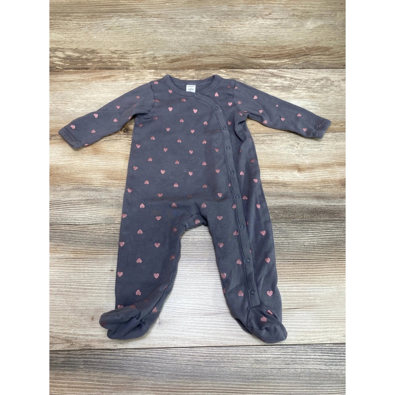 Nordstrom Heart Print Kimono Sleeper Grey sz 6m