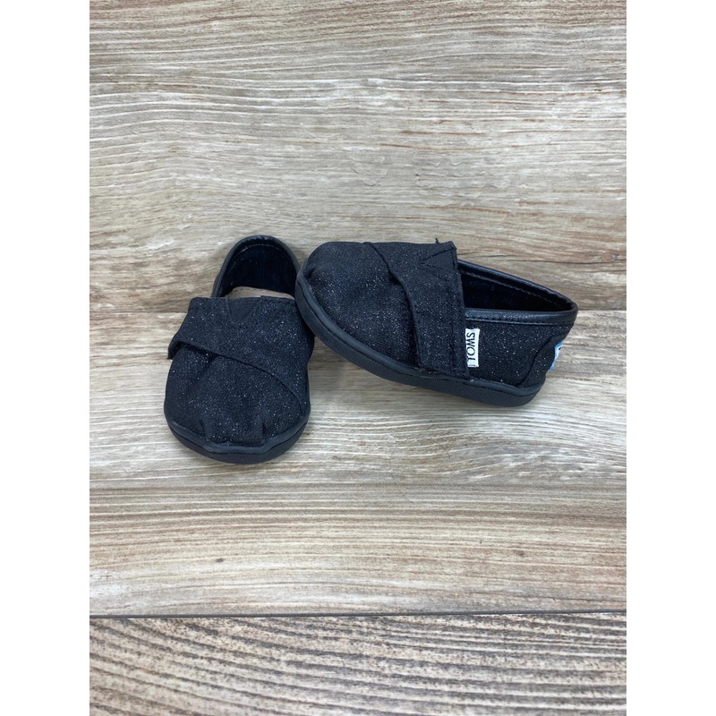 Toms Alpargata Glitter Shoes Black Sz 4c