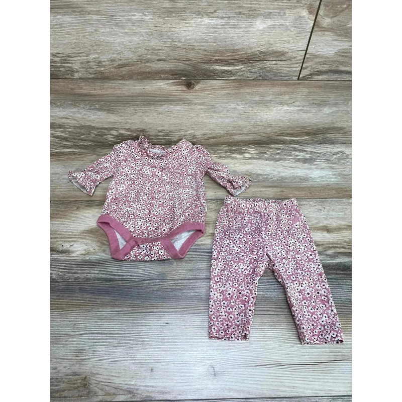 Baby Gap 2pc Floral Bodysuit & Pants Pink sz 0-3m