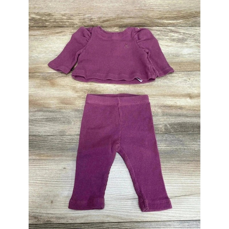 Baby Gap 2pc Thermal Shirt & Pants Purple sz 0-3m
