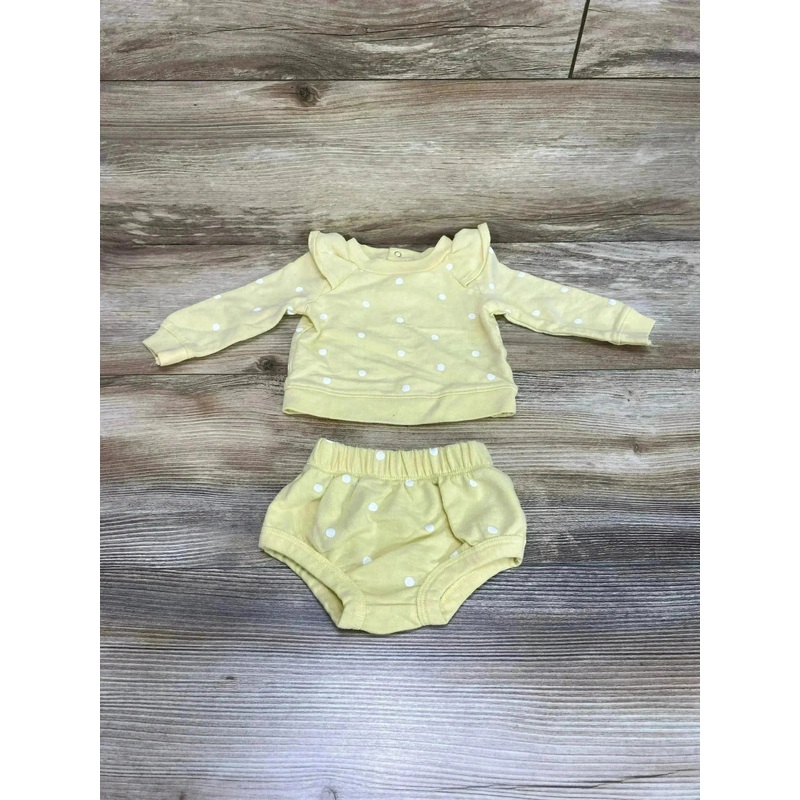 Cat & Jack 2pc Polka Dot Sweatshirt & Bottoms Yellow sz Newborn