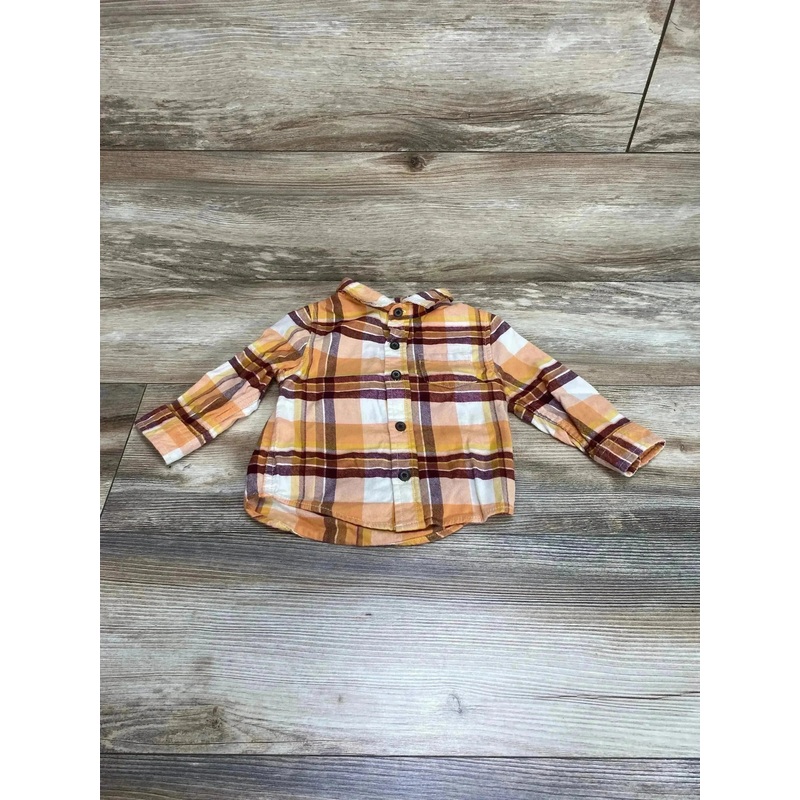 Cat & Jack Plaid Flannel Shirt Orange sz 12m